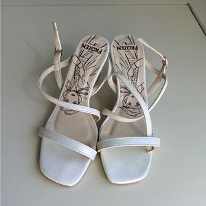 White Strappy Sandals with heels, Frozen Disney theme